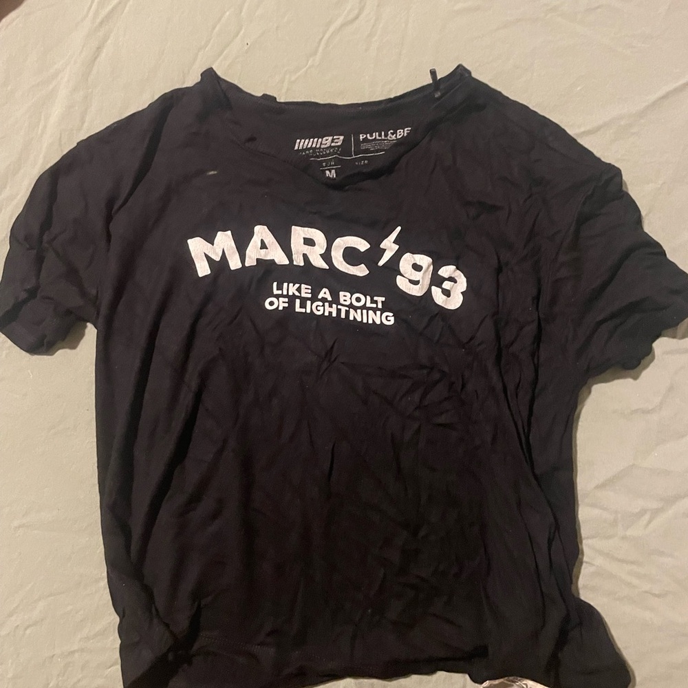 Black Graphic Tee with White Print